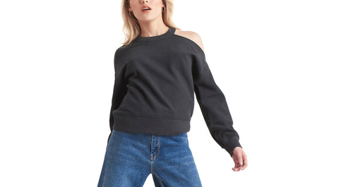 Black Tape Cold Shoulder Knit Top